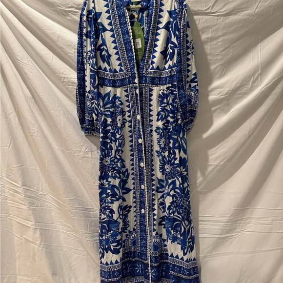 FARM Rio Dresses & Skirts - Blue and White Farm Rio Floral Maxi Dress - NWT